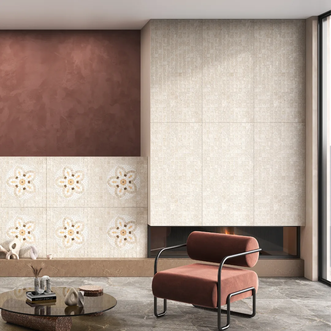 Exotica Flowerico Gray, terrazzo wall tile for bathroom